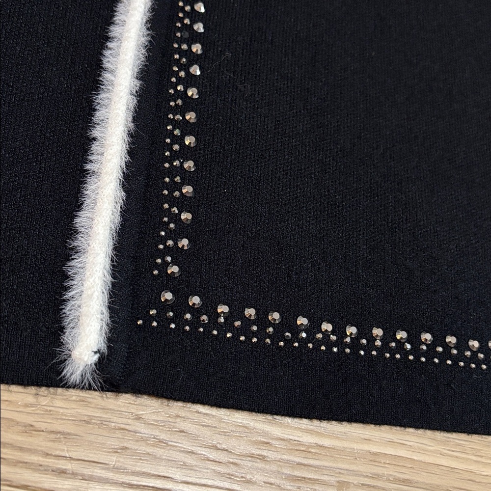 BELLDINI (MP) Knit Cardigan Rhinestones Eyelash Trim Black - Medium Petite - Picture 11 of 13